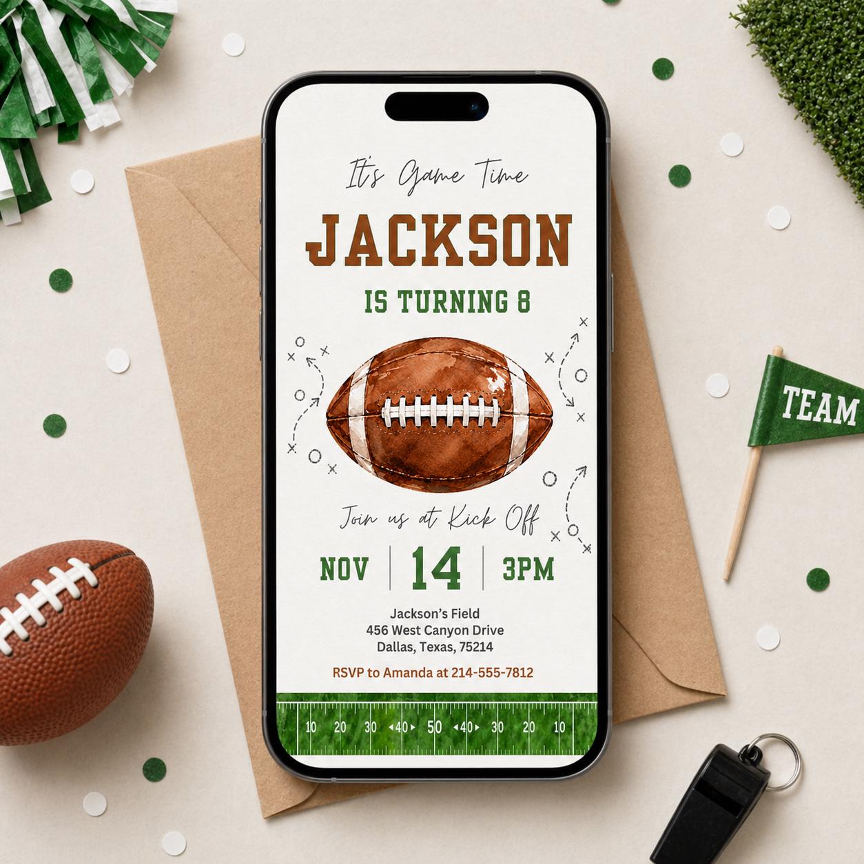 Football Birthday Invitation: Editable Canva Template (Digital Download) - Image 3