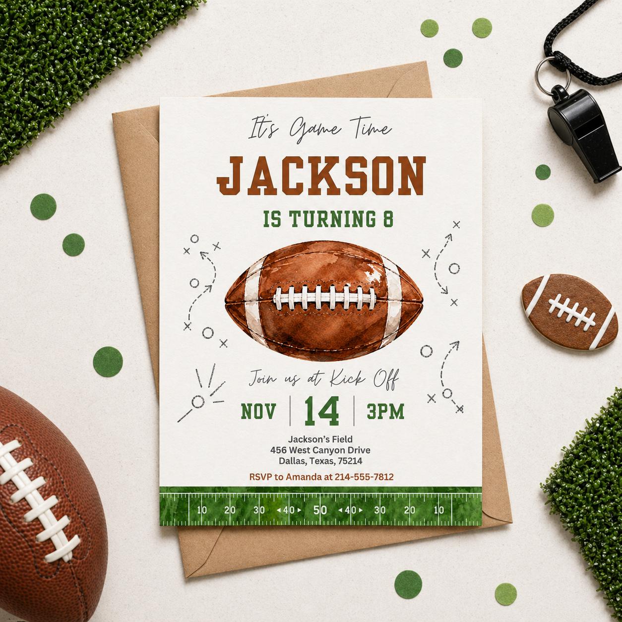 Football Birthday Invitation: Editable Canva Template (Digital Download) - Image 6