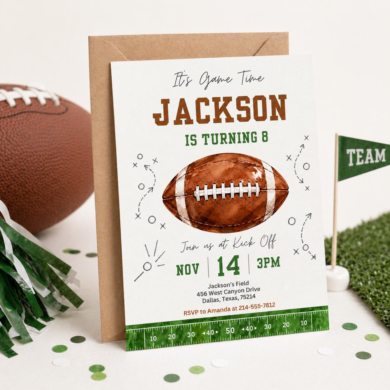 Football Birthday Invitation: Editable Canva Template (Digital Download) - Image 5
