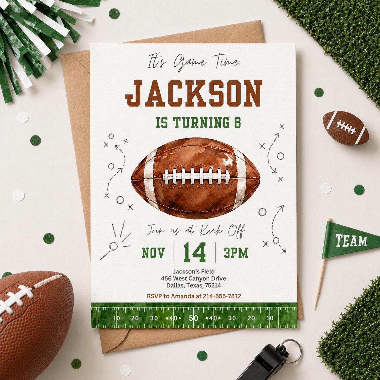 Football Birthday Invitation: Editable Canva Template (Digital Download) - Image 4