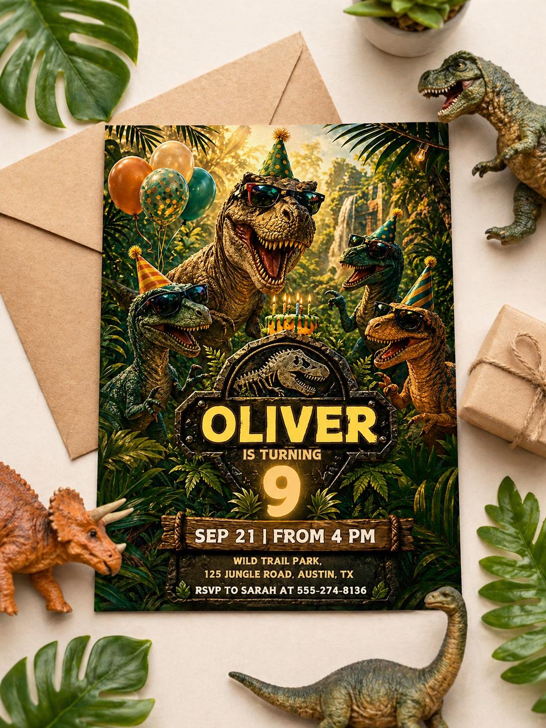 Editable Dinosaur Invitation, DInosaur Birthday Party Invitation, Dinosaur World Invite, T-Rex Party Invite, Dinosaur 1st 3rd 5th Birthday - Image 3