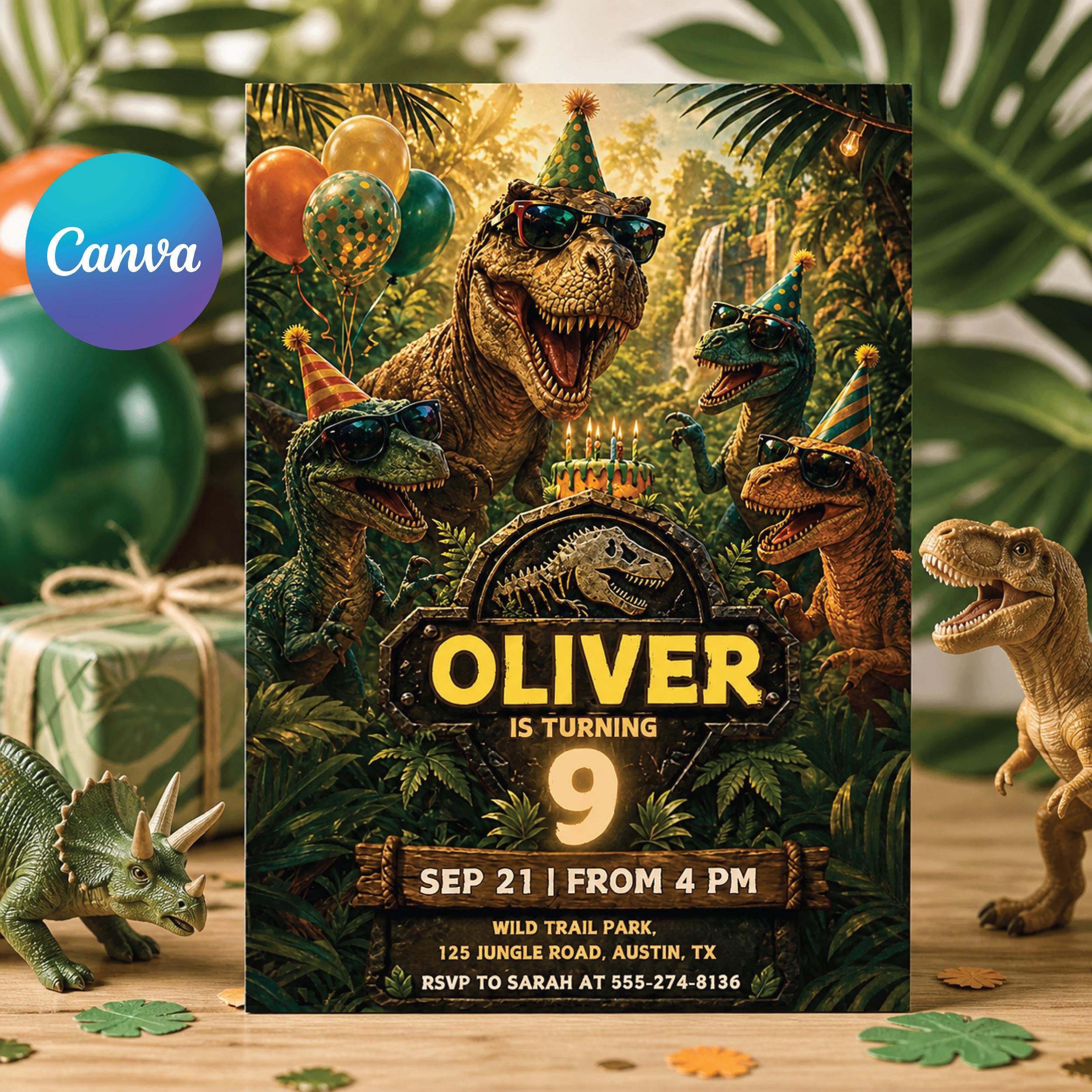 Editable Dinosaur Invitation, DInosaur Birthday Party Invitation, Dinosaur World Invite, T-Rex Party Invite, Dinosaur 1st 3rd 5th Birthday