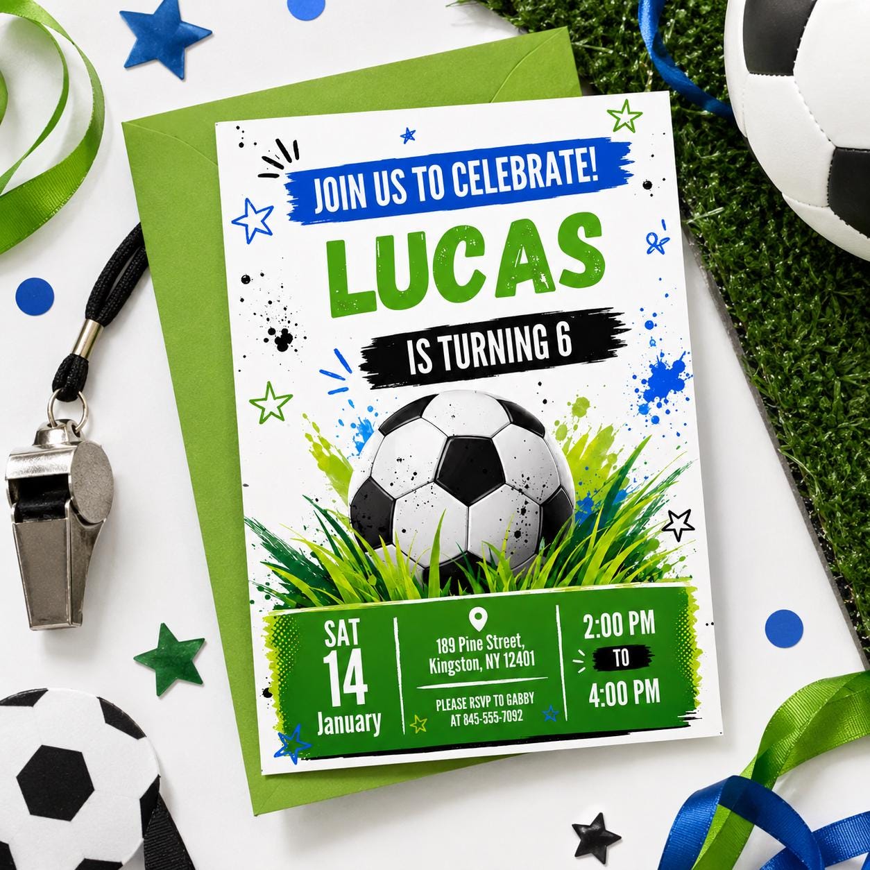 Soccer Birthday Invitation Template Bundle, Kid Soccer Birthday Canva Invitation, Printable Birthday Party Invitation, Kids Party Invite - Image 6