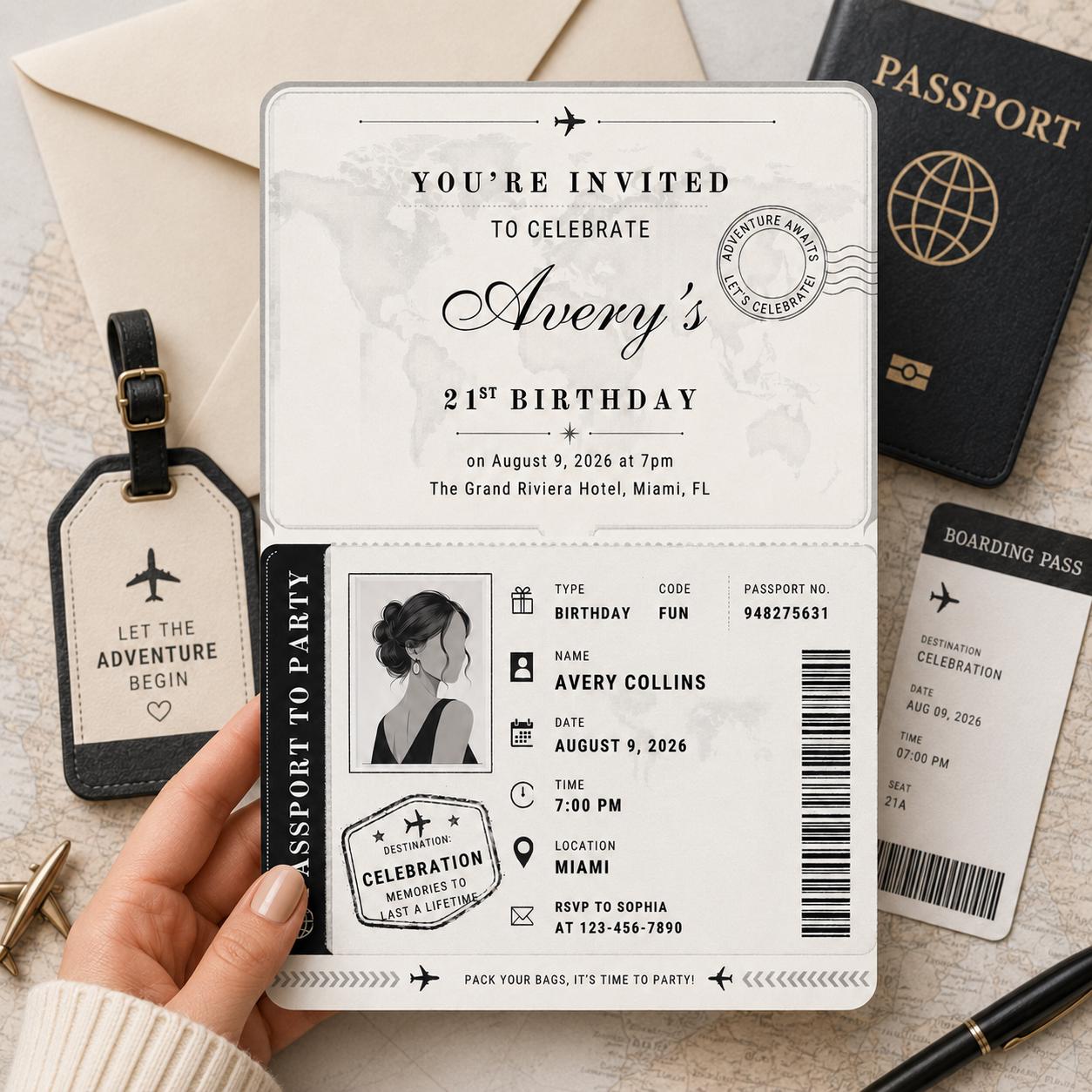 Birthday Passport Invitation Template, Passport Invitation Template Printable Boarding Pass Birthday Party Ticket Birthday Ticket Invitation - Image 4