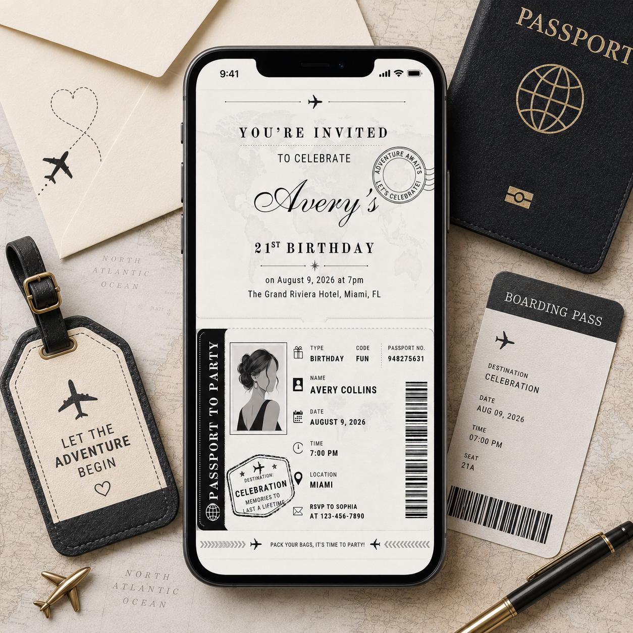 Birthday Passport Invitation Template, Passport Invitation Template Printable Boarding Pass Birthday Party Ticket Birthday Ticket Invitation - Image 5