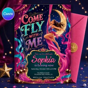 Carnival Birthday Party Invitation, Circus Invitation, Amusement Park Invitation, Fun Fair Birthday Template, Editable Canva Template