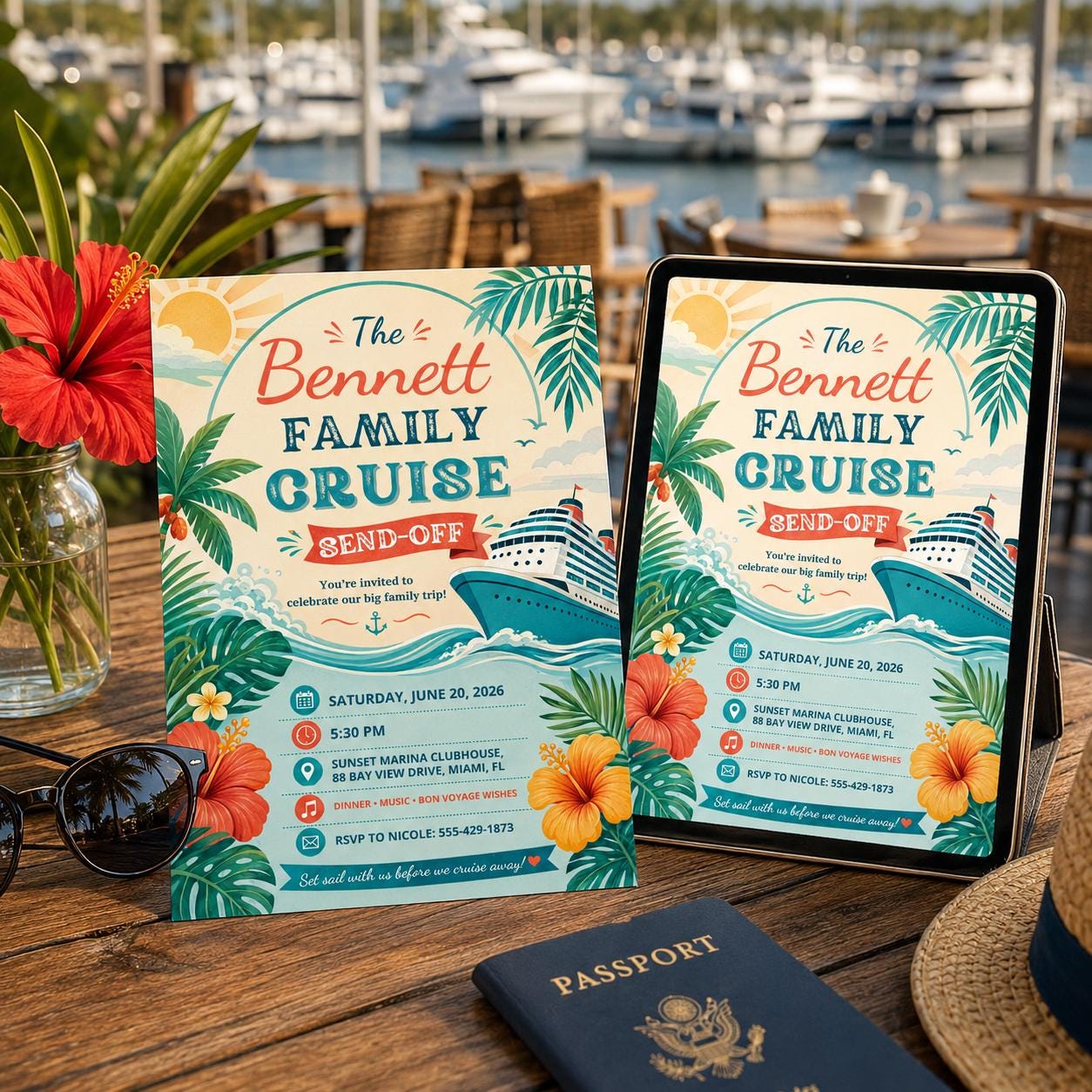 Cruise Send Off Invitation, Family Bon Voyage Party Editable Printable Canva Template - Image 5