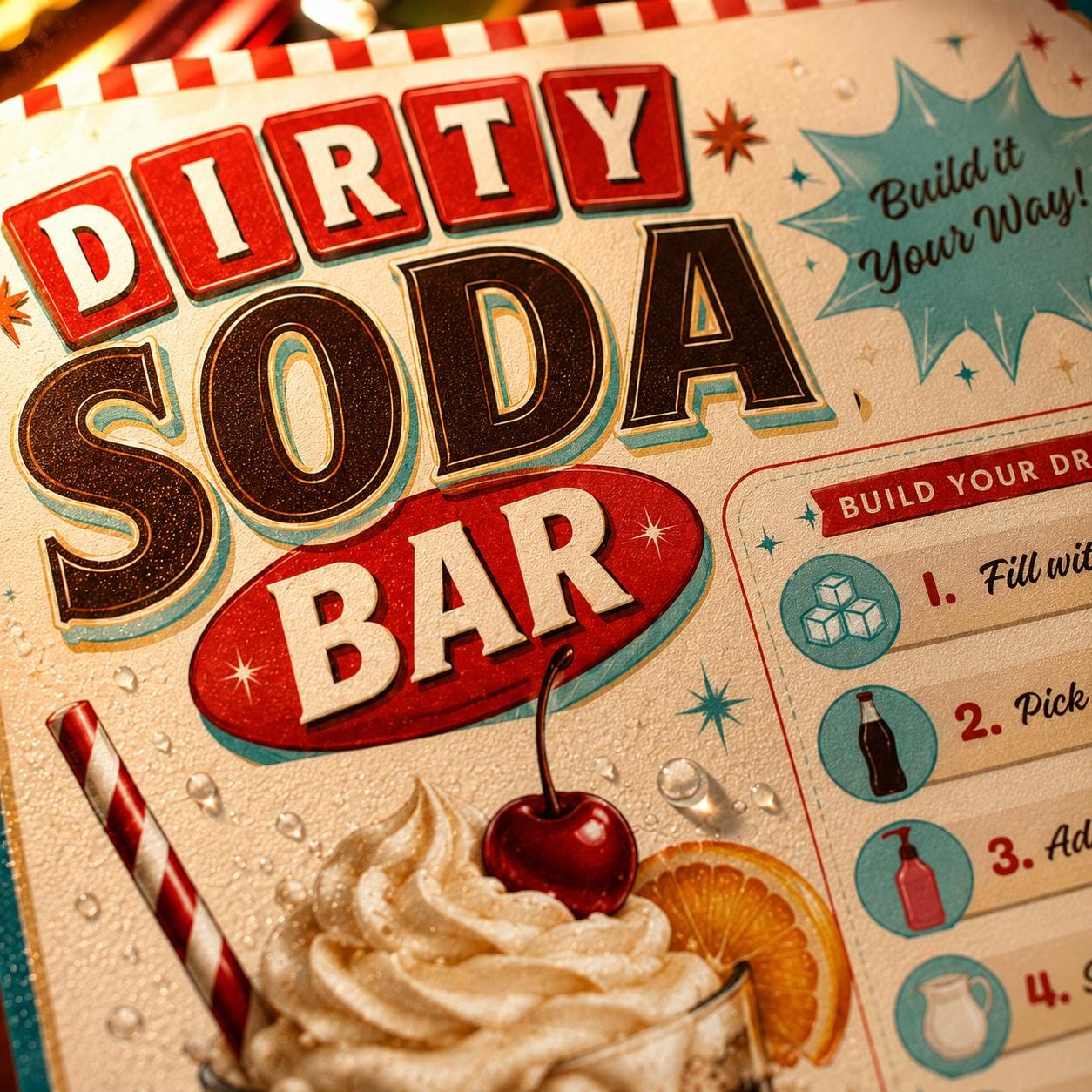 Dirty Soda Bar Sign, Retro Drink Station Recipe Menu Editable Printable Canva Template - Image 3