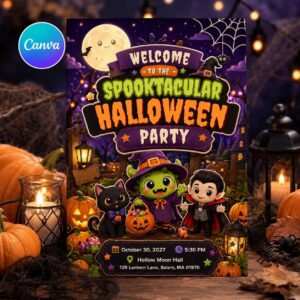 Magical Witch Birthday Invitation, Enchanted Girl Party Invite, Cute Watercolor Wizard Costume Theme, Editable Printable Canva Template