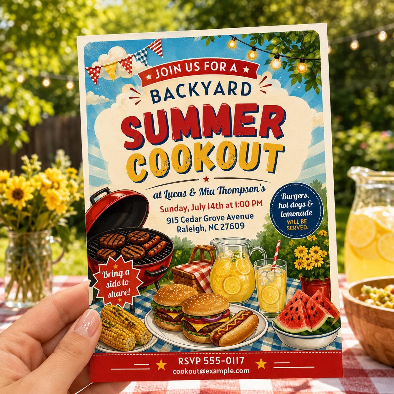Backyard BBQ Invitation, Summer Cookout Party Invite, Retro Grill Out Picnic Potluck Editable Printable Canva Template - Image 6