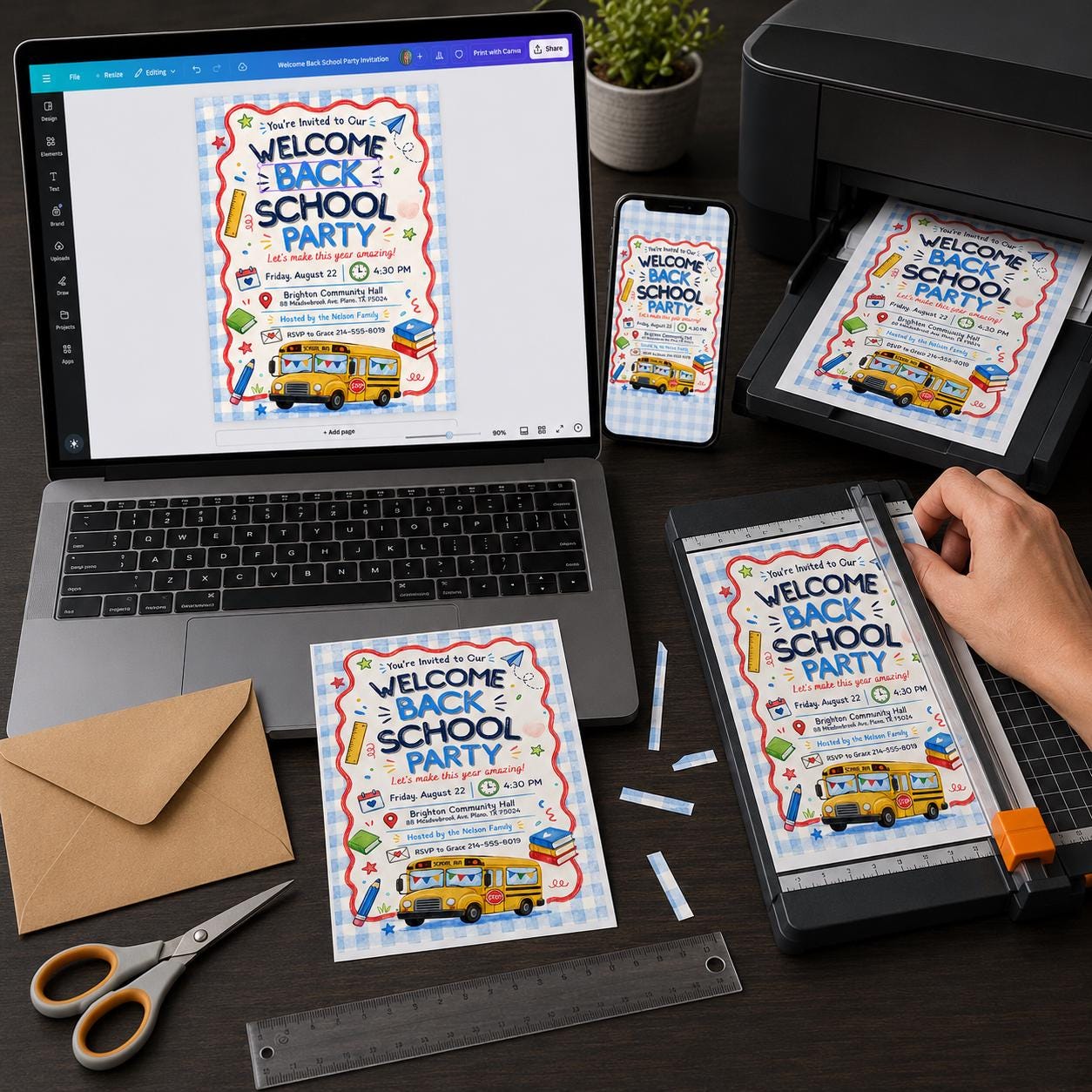 Welcome Back School Party Invitation, School Bus Classroom Bash, Kids First Day Celebration, Editable Canva Template - Image 5