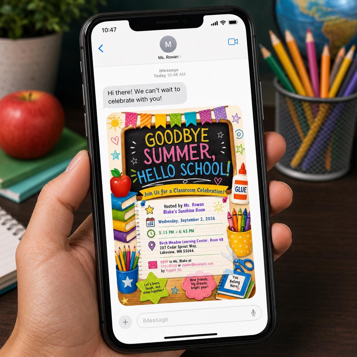 Back to School Classroom Party Invitation, Goodbye Summer Hello School, Teacher Welcome Celebration, Editable Canva Template - Image 6