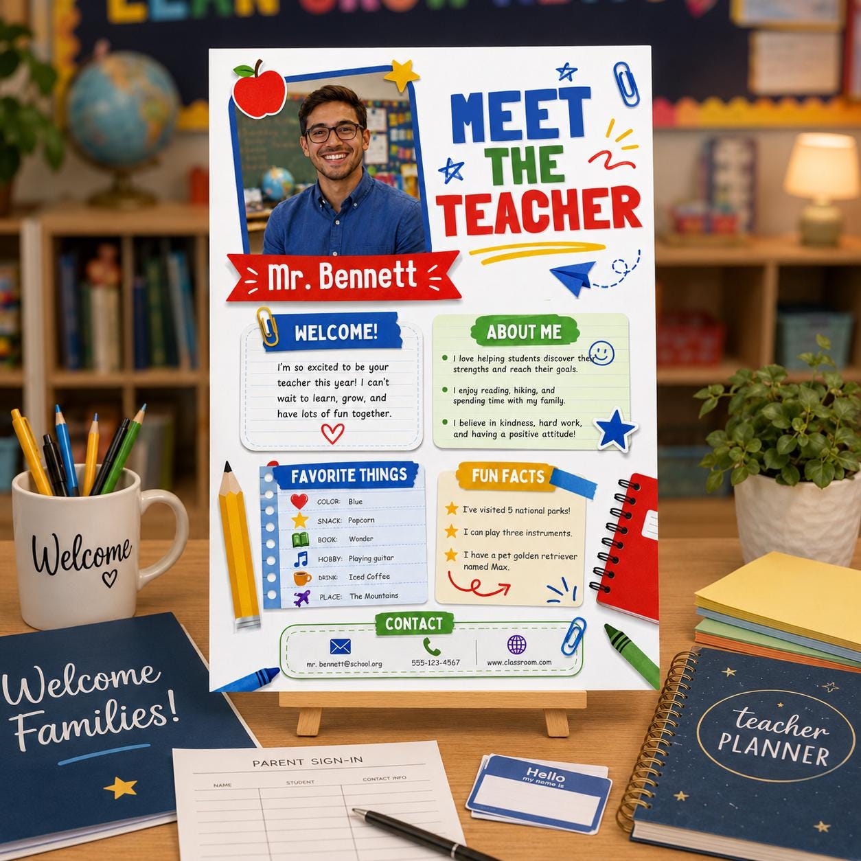 Meet The Teacher Template, Editable Meet Your Teacher Letter, Composition Notebook Meet the Teacher Flyer, Printable Teacher Introduction - Image 4