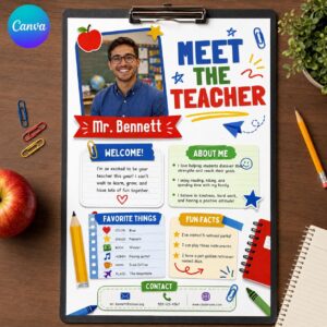 Meet The Teacher Template, Editable Meet Your Teacher Letter, Composition Notebook Meet the Teacher Flyer, Printable Teacher Introduction