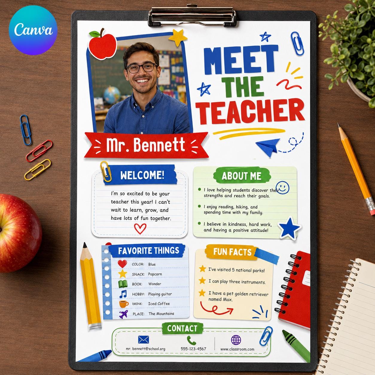 Meet The Teacher Template, Editable Meet Your Teacher Letter, Composition Notebook Meet the Teacher Flyer, Printable Teacher Introduction