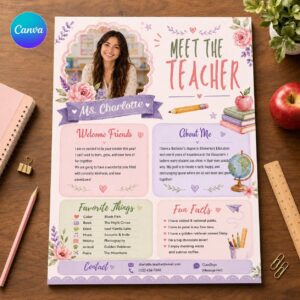 Editable Meet the Teacher Template, Canva Teacher Introduction Letter, Back to School Open House Flyer, Meet Your Teacher Sign Printable