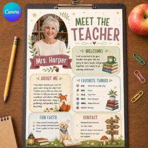 Meet The Teacher Template, Editable Meet Your Teacher Letter, Composition Notebook Meet the Teacher Flyer, Printable Teacher Introduction