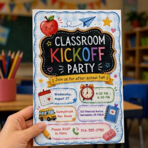 Back to School Party Invitation, Classroom Kickoff After-School Celebration, Editable Printable Canva Template
