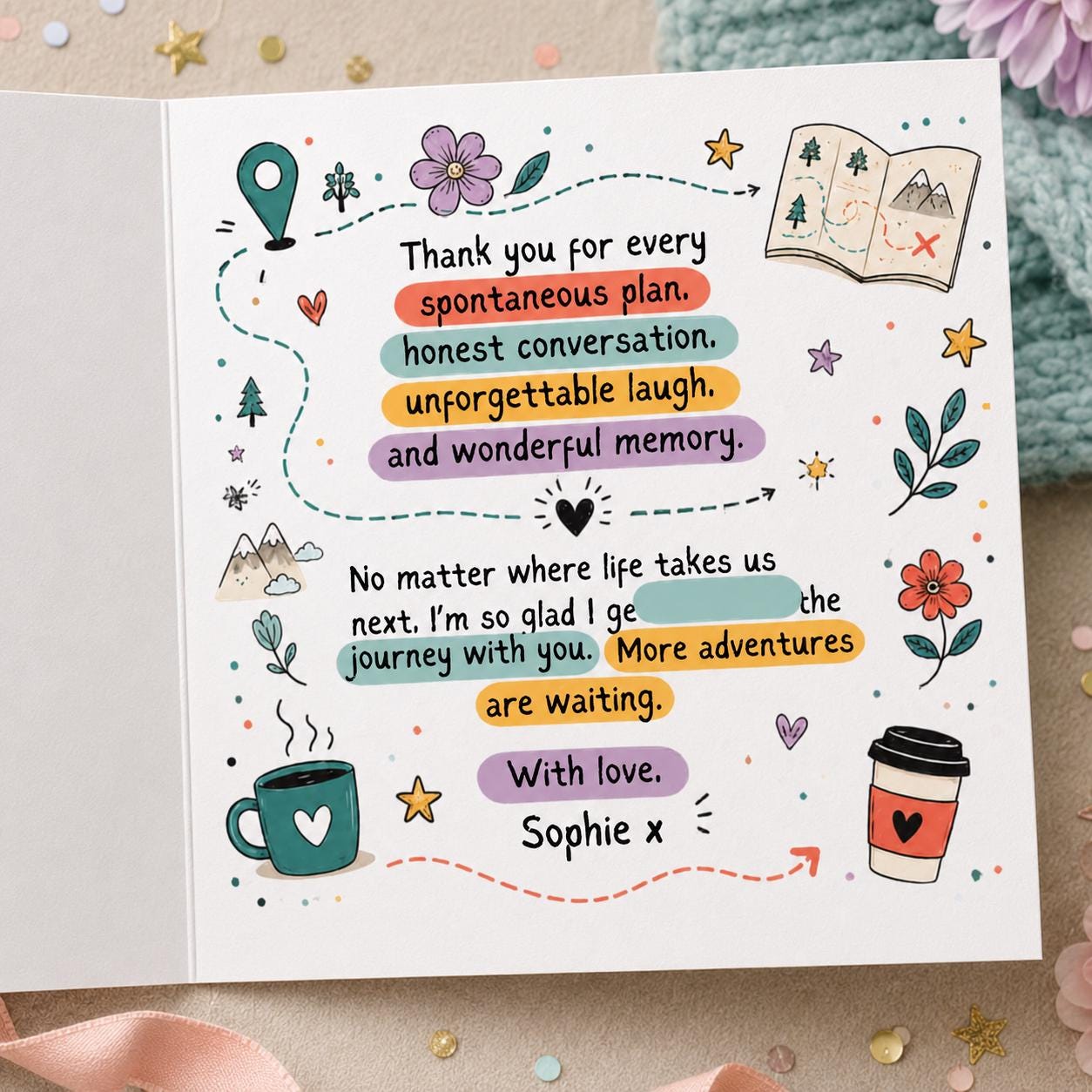 Birthday Greeting Card for Favorite Person, Cozy Sentimental Printable, Colorful Editable Folded Card Canva Template - Image 4