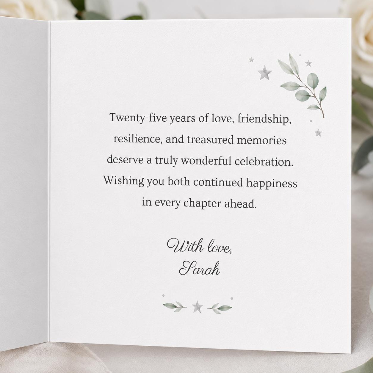 25th Anniversary Greeting Card for Mum and Dad, Silver Wedding Floral Card, Personalized Printable Canva Template - Image 4