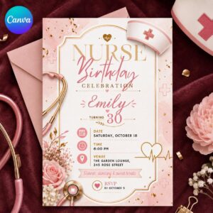 Christmas Baby Shower Invitation, Elegant Winter Wonderland Holiday Invite, Green Gold Editable Canva Template
