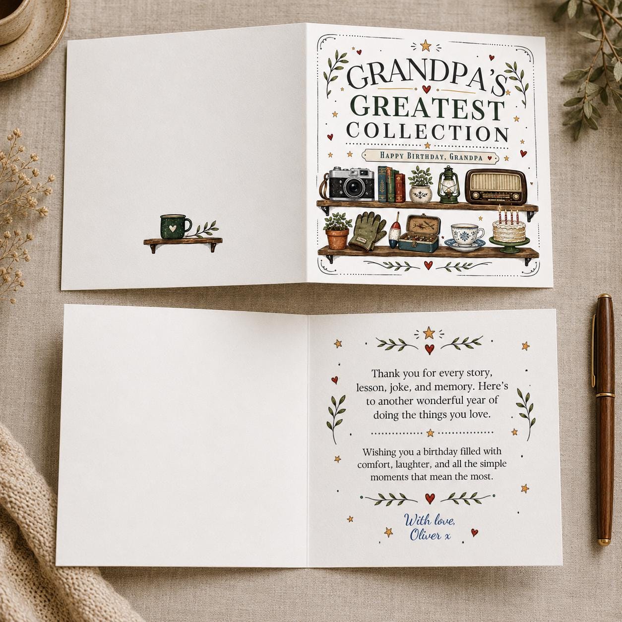 Grandpa Birthday Greeting Card, Vintage Greatest Collection Printable Card for Grandfather, Editable Canva Template - Image 3