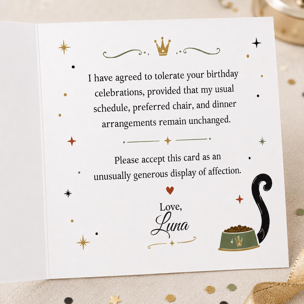 Funny Cat Birthday Greeting Card, Printable Card from the Cat Editable Folded Card Canva Template - Image 4