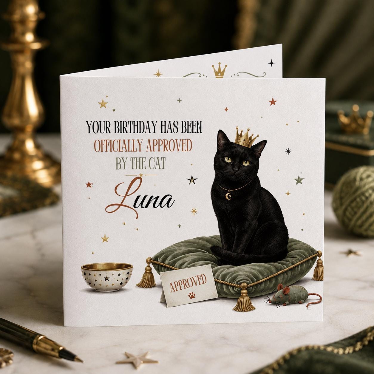 Funny Cat Birthday Greeting Card, Printable Card from the Cat Editable Folded Card Canva Template - Image 6