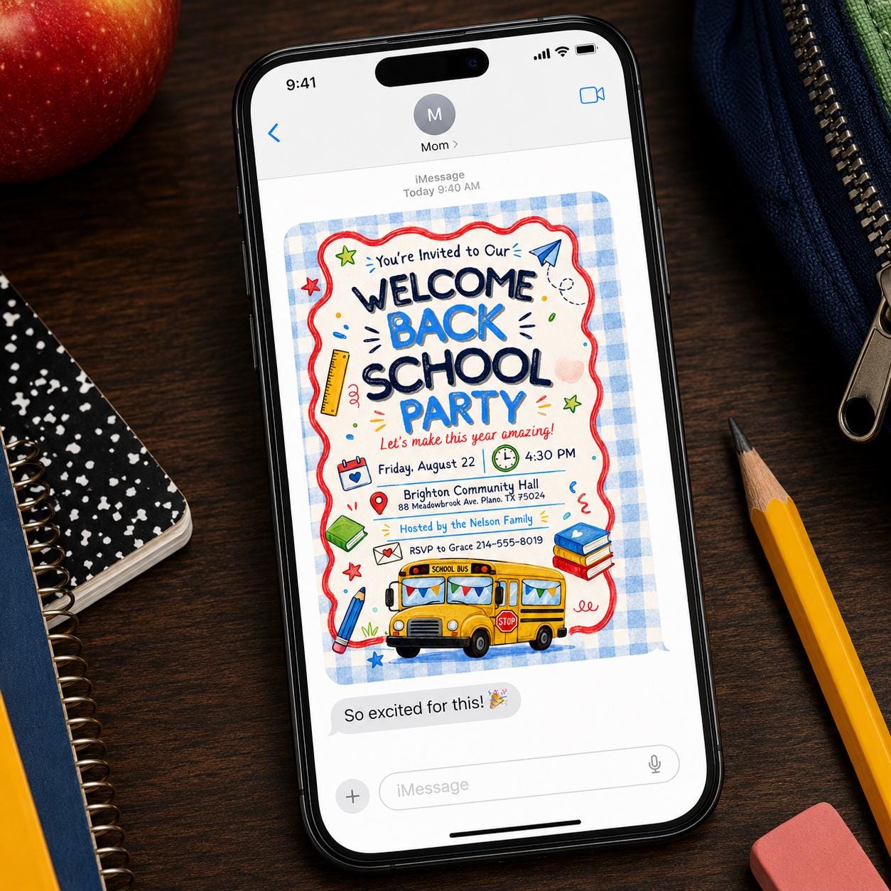 Welcome Back School Party Invitation, School Bus Classroom Bash, Kids First Day Celebration, Editable Canva Template - Image 3