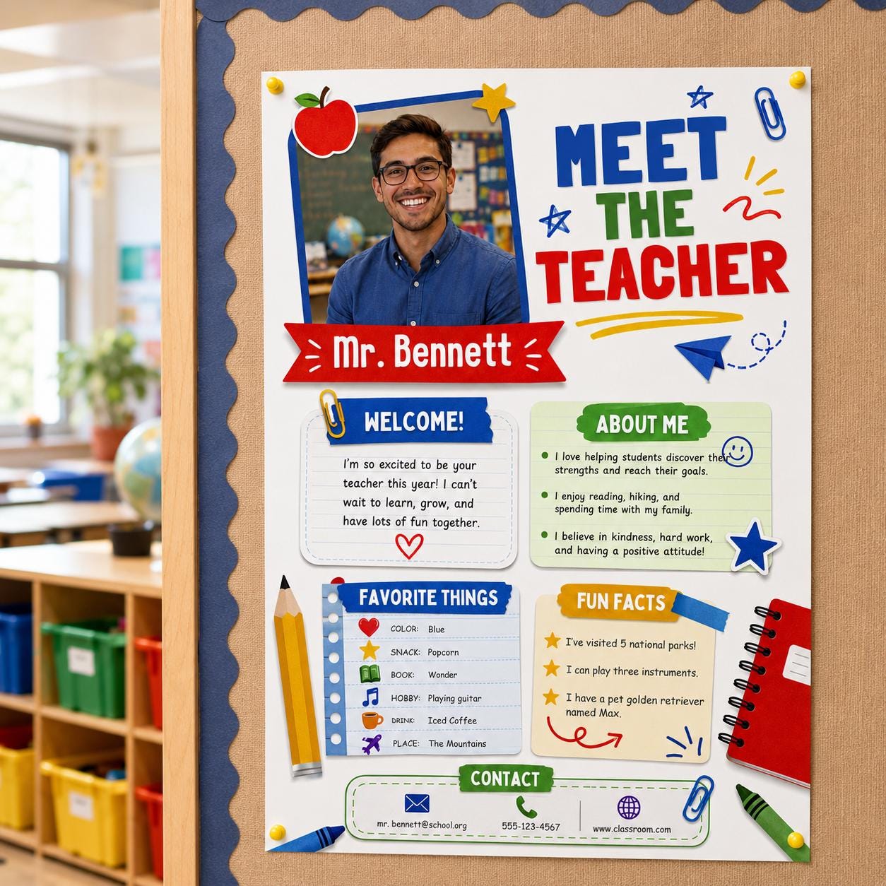 Meet The Teacher Template, Editable Meet Your Teacher Letter, Composition Notebook Meet the Teacher Flyer, Printable Teacher Introduction - Image 3