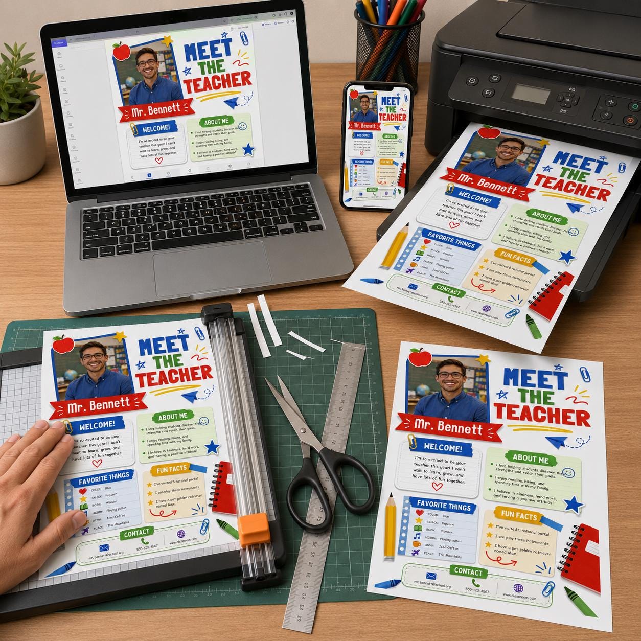 Meet The Teacher Template, Editable Meet Your Teacher Letter, Composition Notebook Meet the Teacher Flyer, Printable Teacher Introduction - Image 5