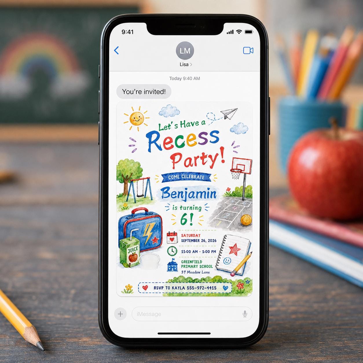 Playground Birthday Invitation, Recess Party 6th Birthday, Schoolyard Games Invite, Editable Canva Template - Image 3