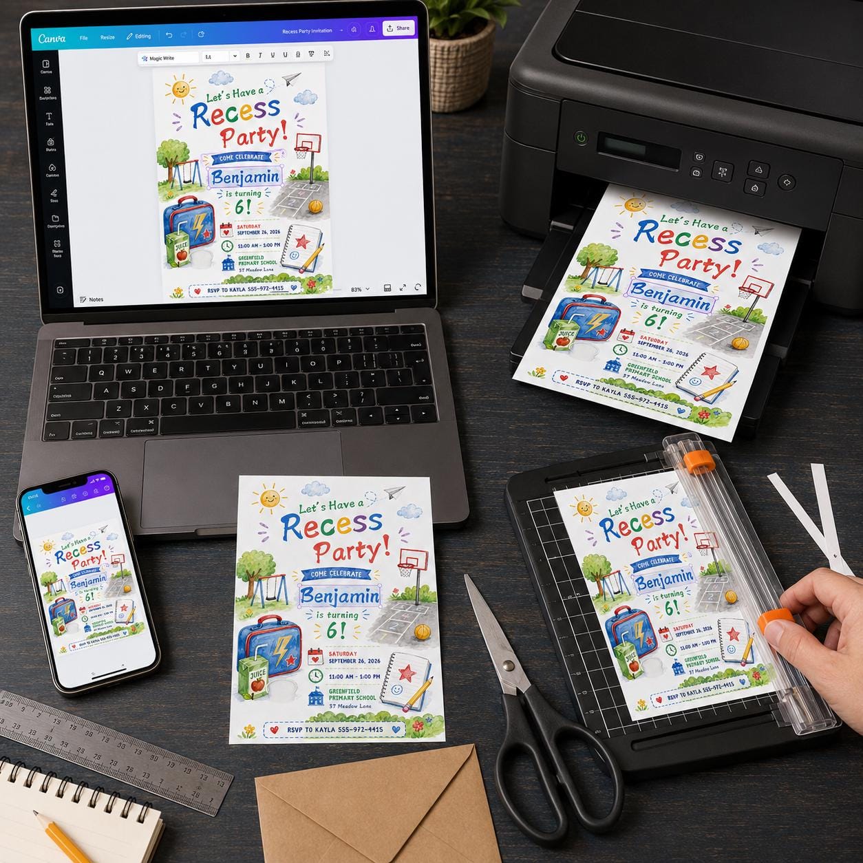 Playground Birthday Invitation, Recess Party 6th Birthday, Schoolyard Games Invite, Editable Canva Template - Image 5