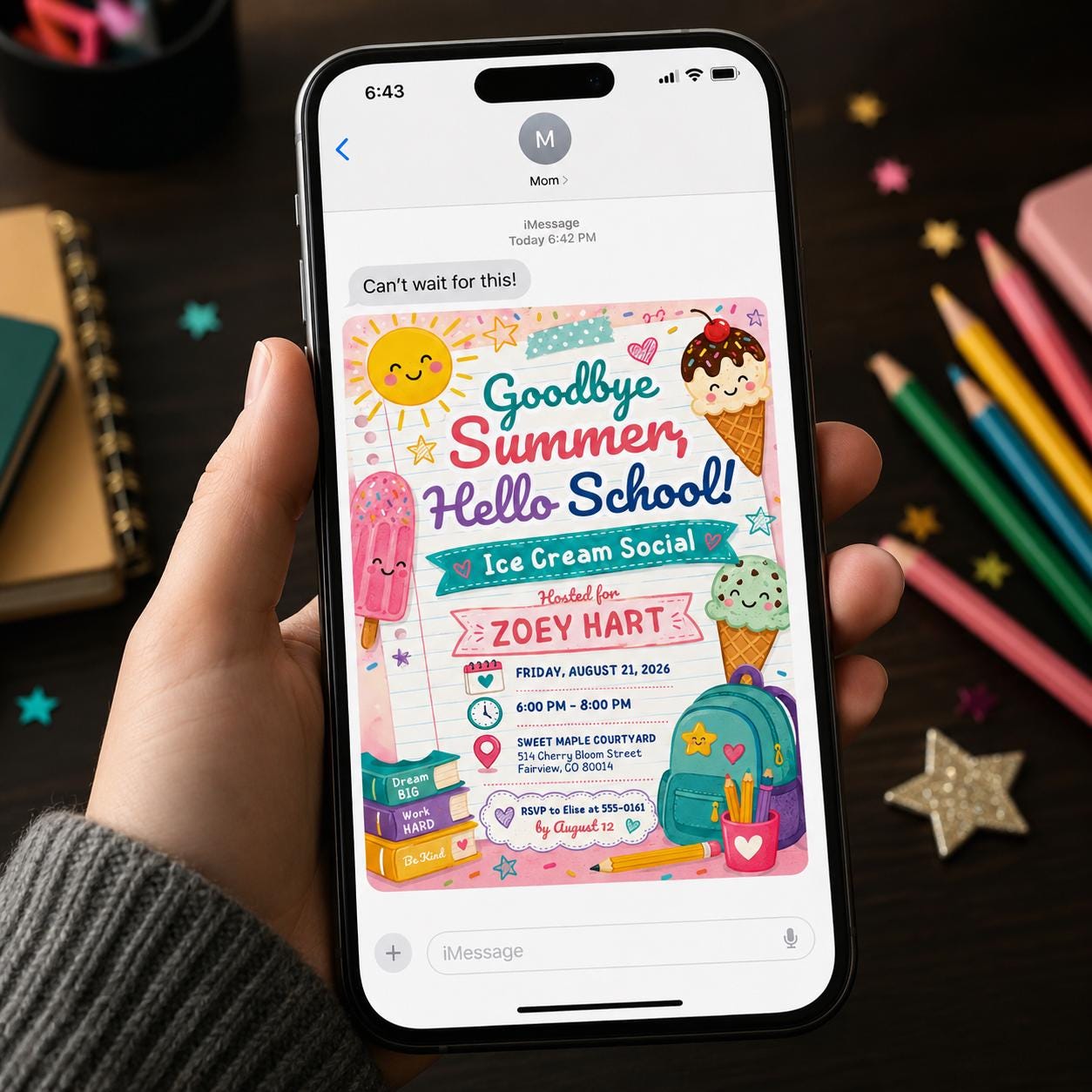 Back to School Ice Cream Social Invitation, Goodbye Summer Classroom Party Flyer, Editable Canva Template - Image 6