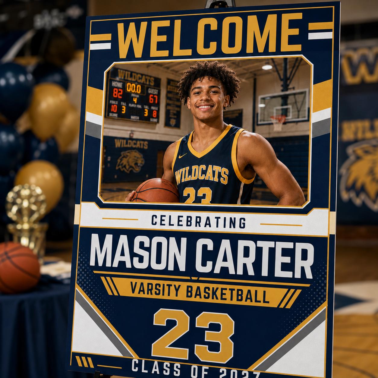 Basketball Graduation Welcome Sign, Class of 2027 Senior Athlete Photo Poster, Varsity Sports Grad Party, Canva Template - Image 5