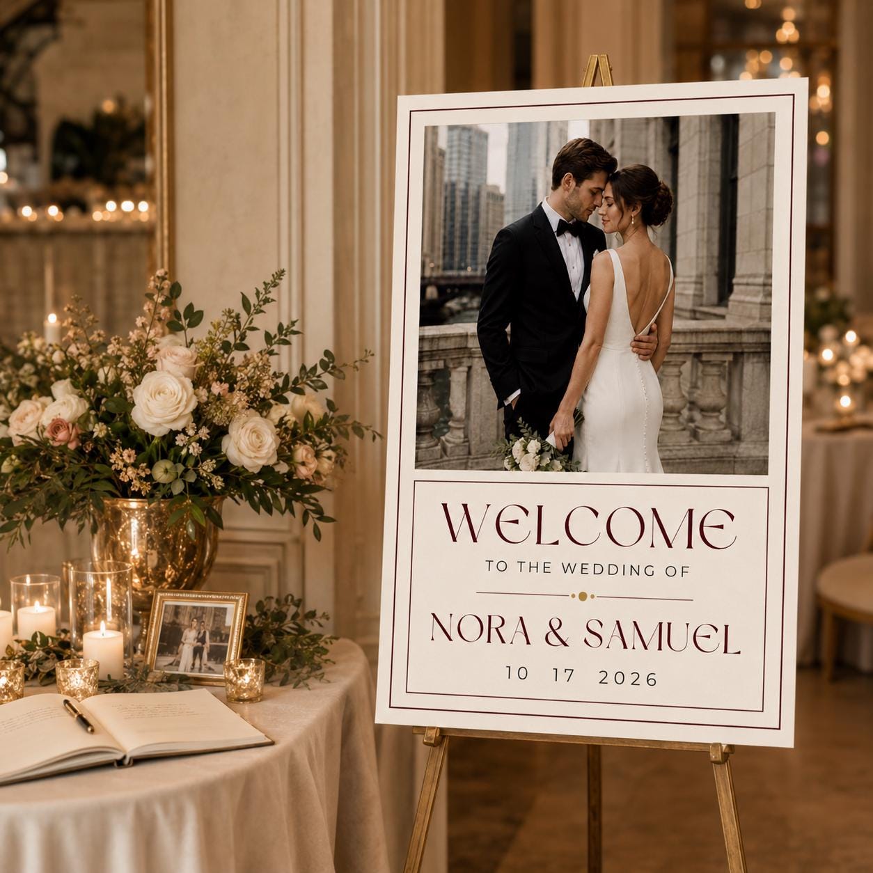 Wedding Welcome Sign with Photo, Modern Minimalist Reception Entrance Poster, Editable Printable Wedding Sign, Canva Template - Image 5