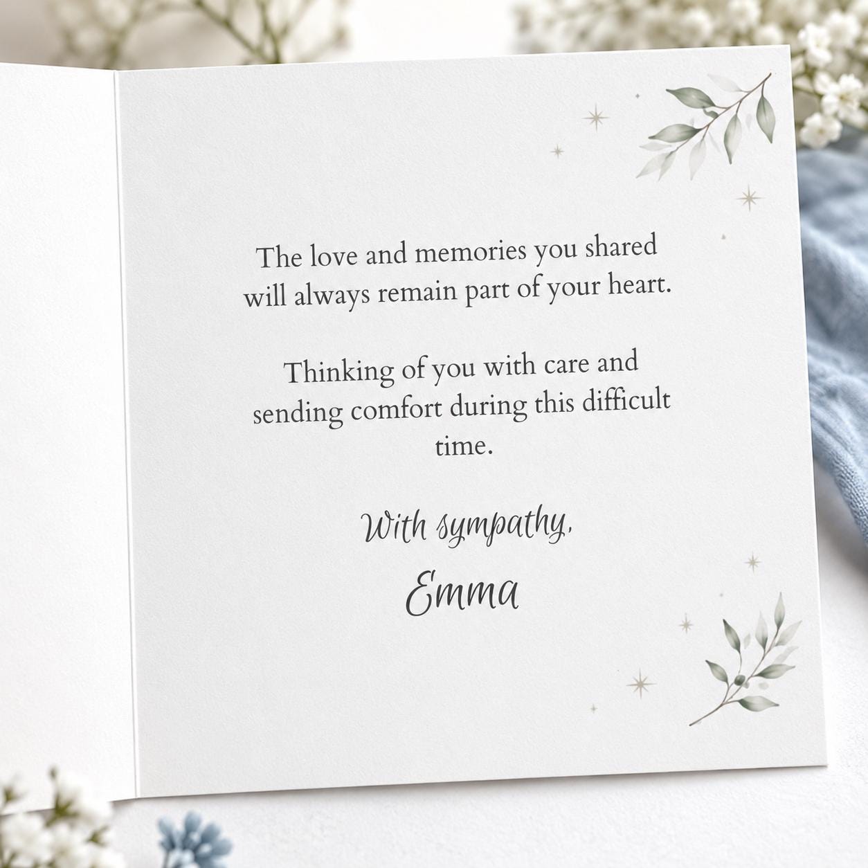Pet Loss Sympathy Greeting Card, Paw Print Memorial for Dog or Cat, Blue Floral Printable Editable Card Canva Template - Image 4
