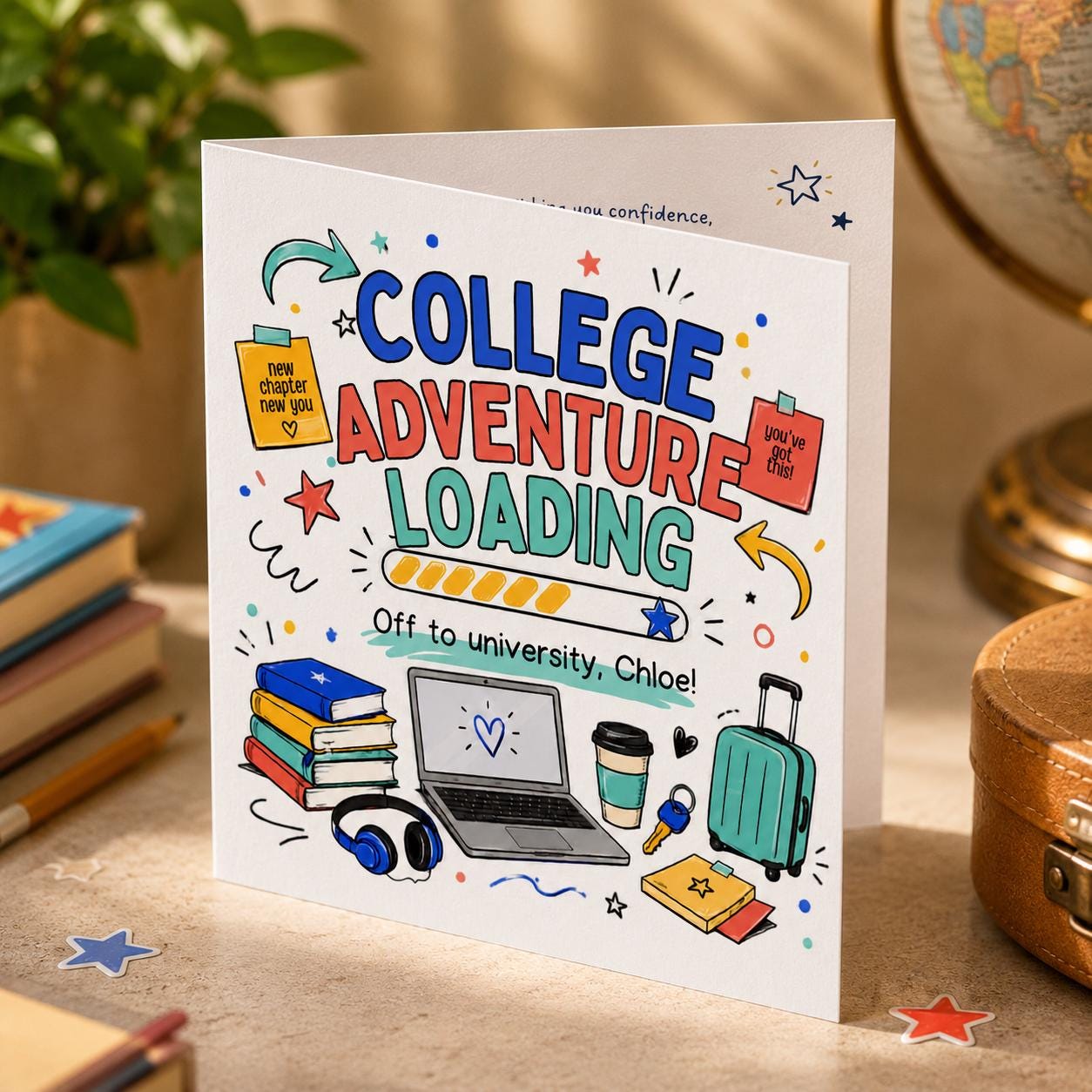 College Leaving Greeting Card, Off to University Good Luck Printable, Editable Graduation Card Canva Template - Image 6