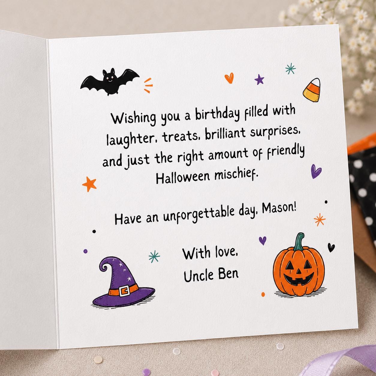 Halloween Birthday Greeting Card for Kids, Friendly Frights Monster Card, Personalized Printable Canva Template - Image 3