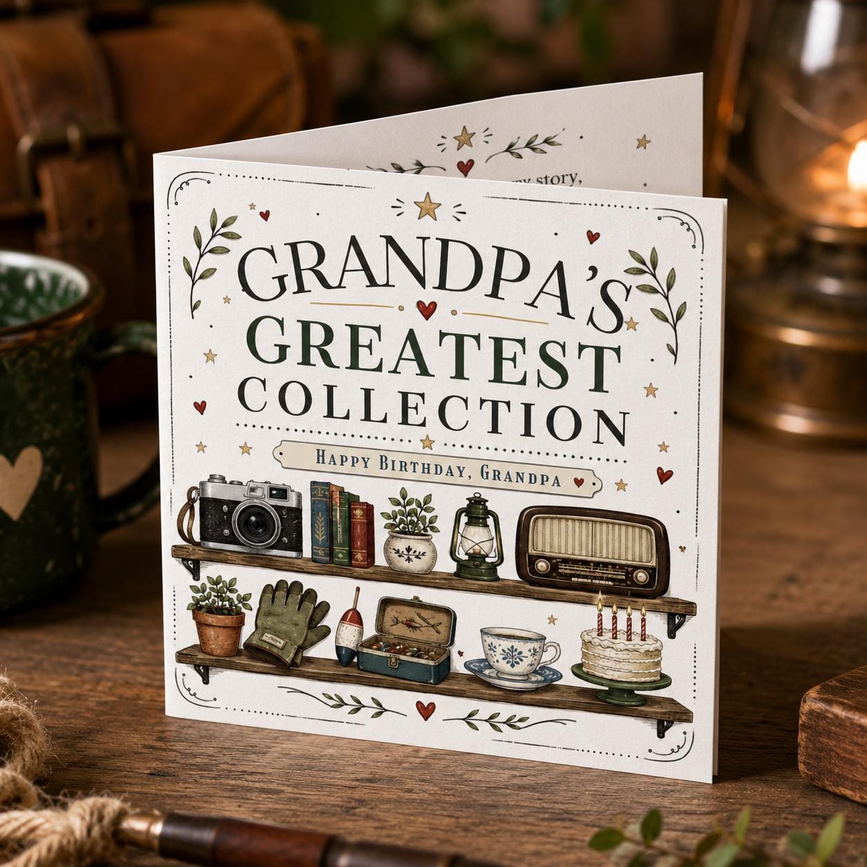 Grandpa Birthday Greeting Card, Vintage Greatest Collection Printable Card for Grandfather, Editable Canva Template - Image 6