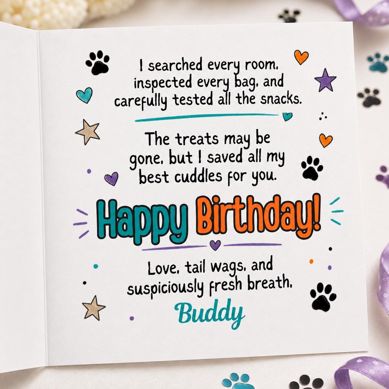 Funny Dog Birthday Greeting Card, Card from the Dog Who Ate the Treat Printable Editable Canva Template - Image 4