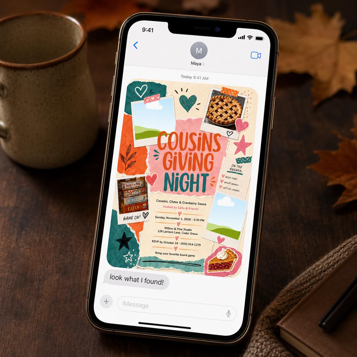 Cousinsgiving Invitation, Thanksgiving Game Night Friendsgiving Party Invite, Editable Canva Template - Image 6