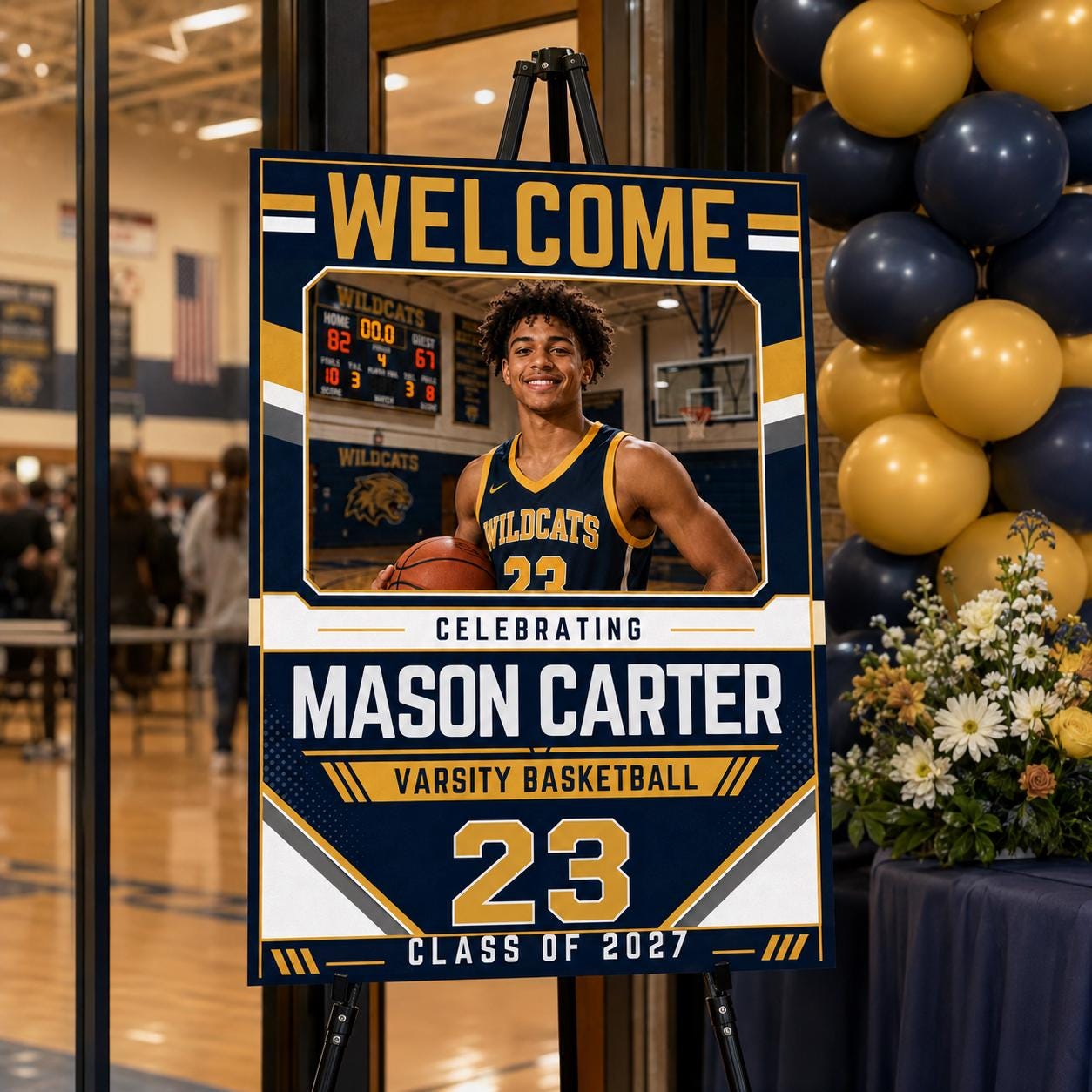 Basketball Graduation Welcome Sign, Class of 2027 Senior Athlete Photo Poster, Varsity Sports Grad Party, Canva Template - Image 6