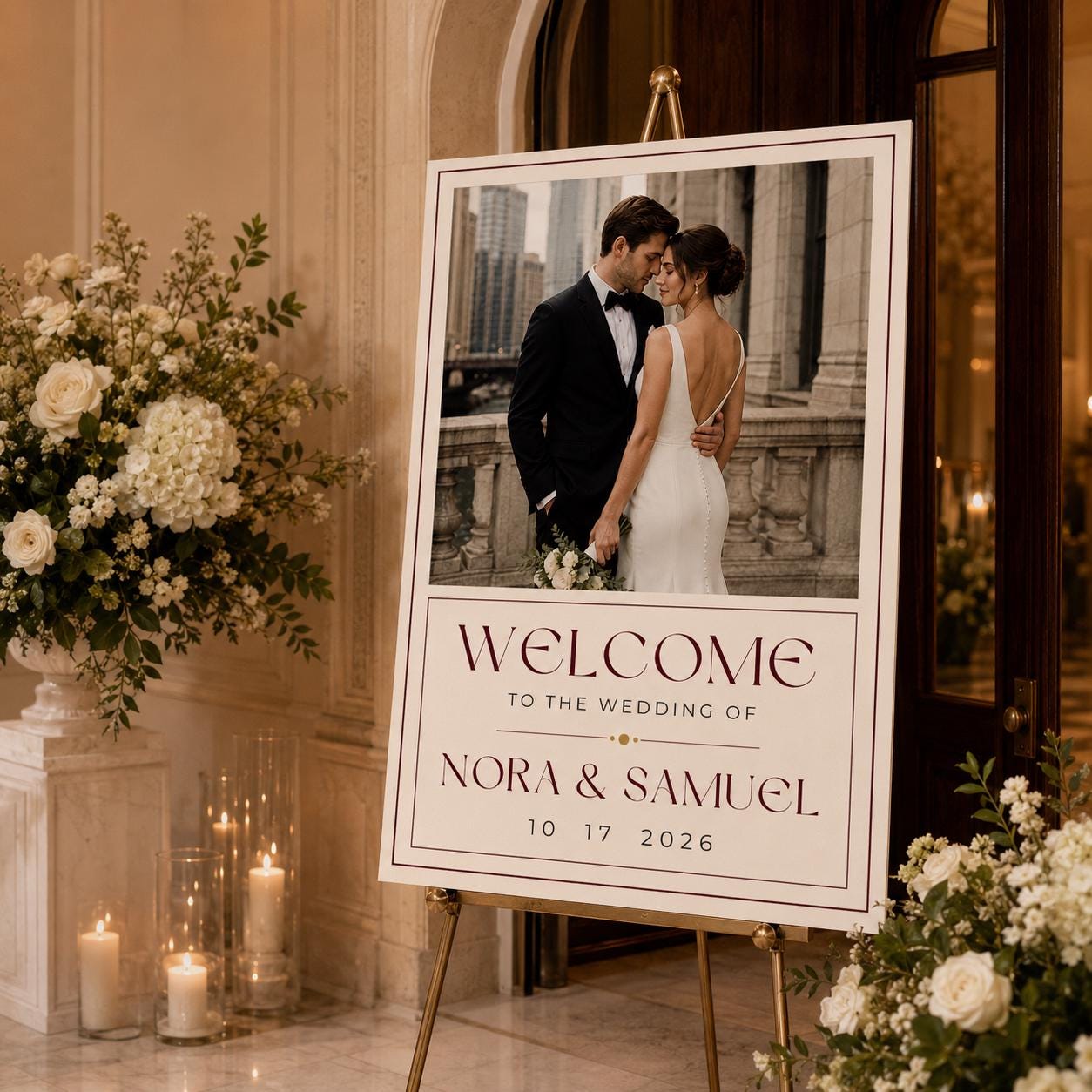 Wedding Welcome Sign with Photo, Modern Minimalist Reception Entrance Poster, Editable Printable Wedding Sign, Canva Template - Image 6